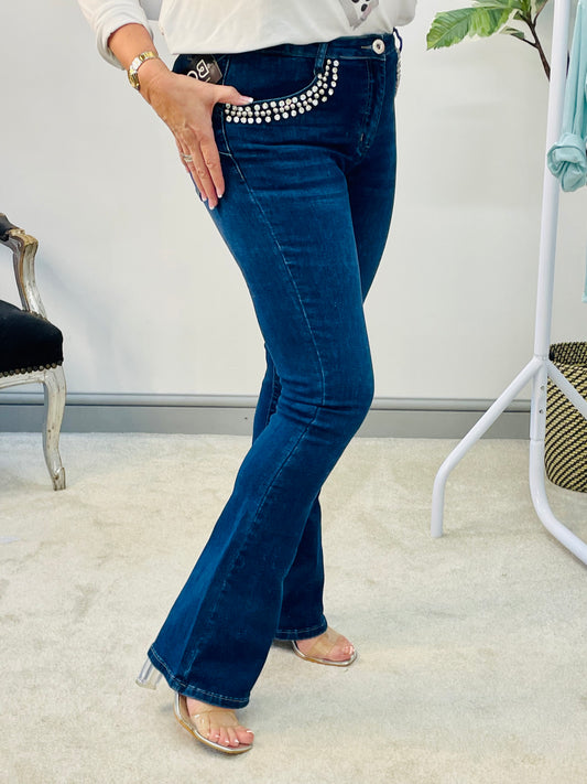 The COLEEN flared diamanté jeans - size 8 to 16