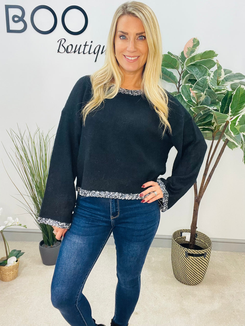 LADIES FLUFFY KNIT JUMPER - BLACK, GREY, CREAM, MOCHA