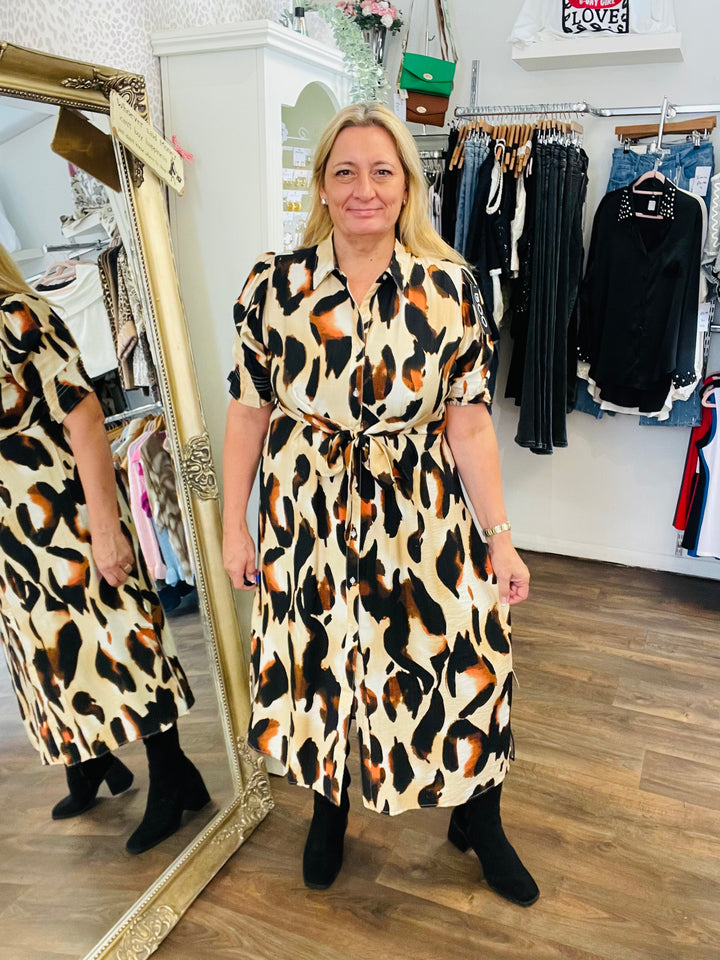The SIOBHAN beige brown dress