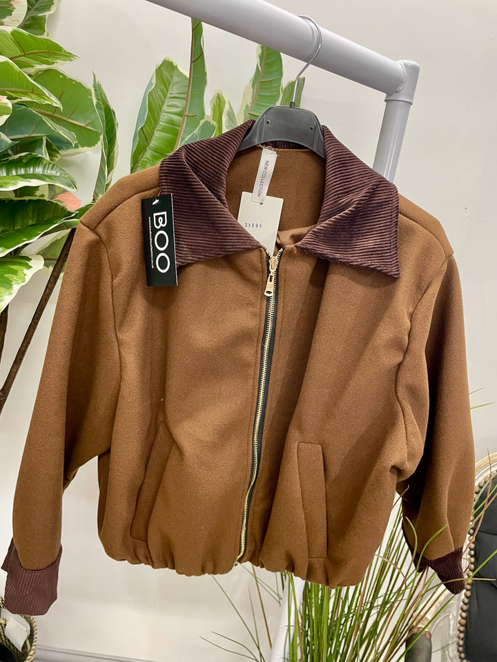 LADIES FELT BOLERO CROPPED JACKEET - BLACK, BEIGE & BROWN