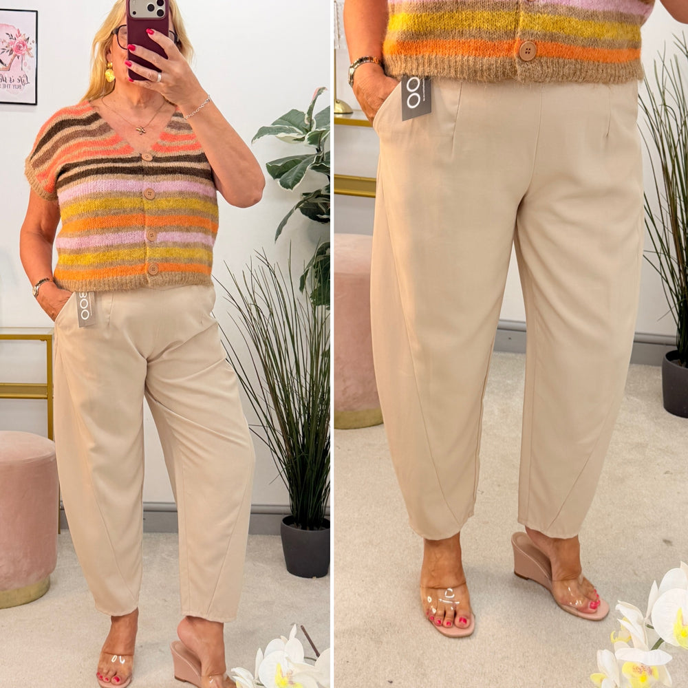 Ladies Fashion Balloon Leg Trousers - Black, Beige, Mocha & Brown
