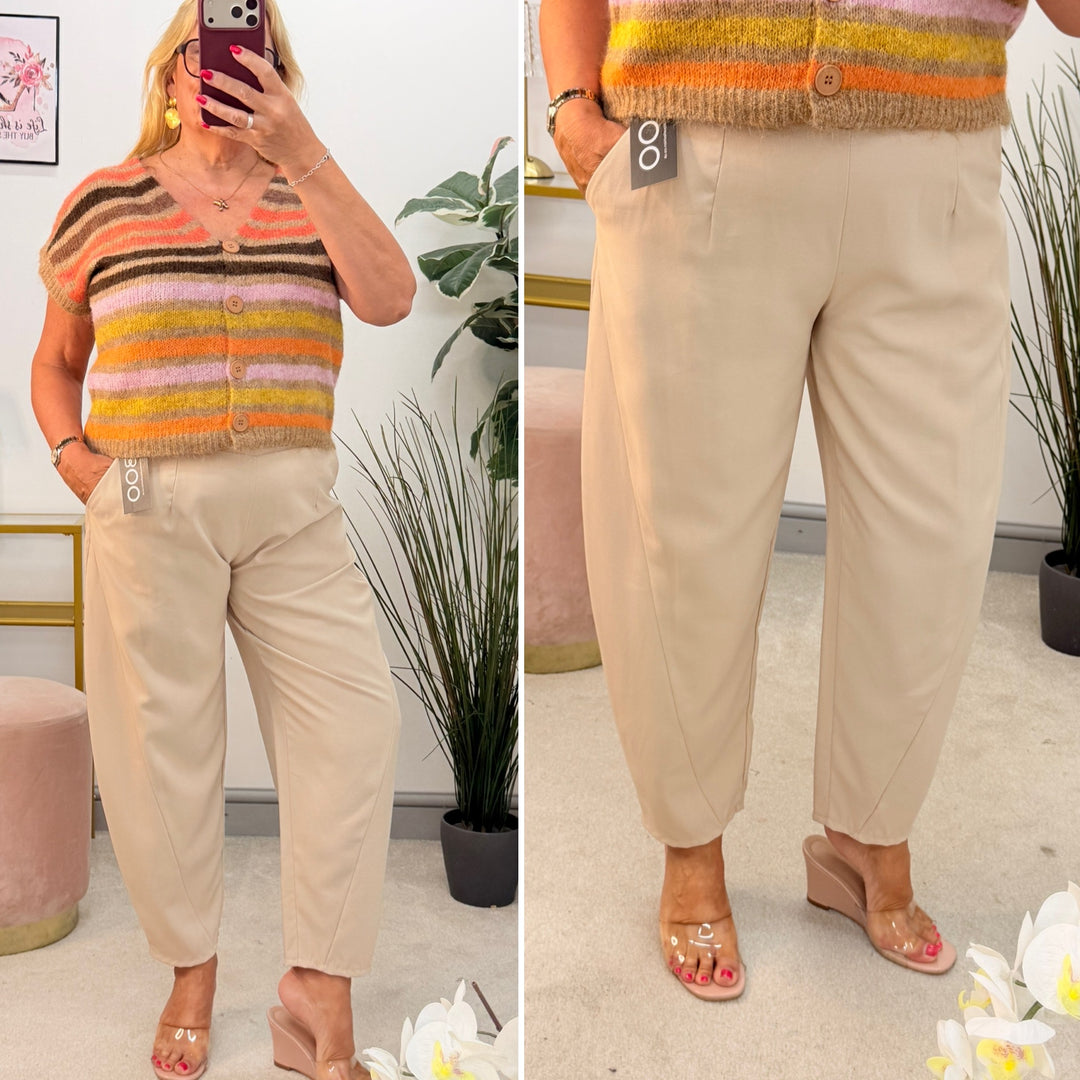 Ladies Fashion Balloon Leg Trousers - Black, Beige, Mocha & Brown