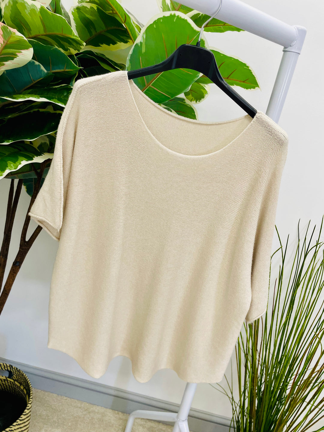 LADIES SOFT KNIT BATWING JUMPER - BLACK, KHAKI, BEIGE, WHITE, CAMEL, BROWN