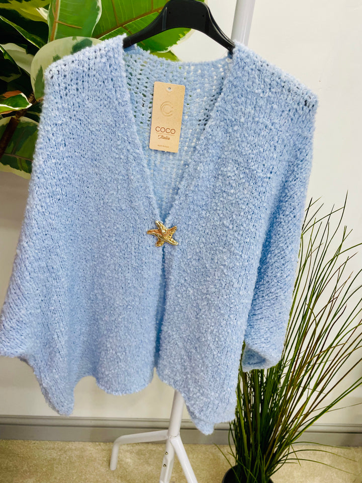 LADIES POPCORN KNIT CARDIGAN - BLACK, BURGUNDY, BROWN, BEIGE, BLUE & PINK