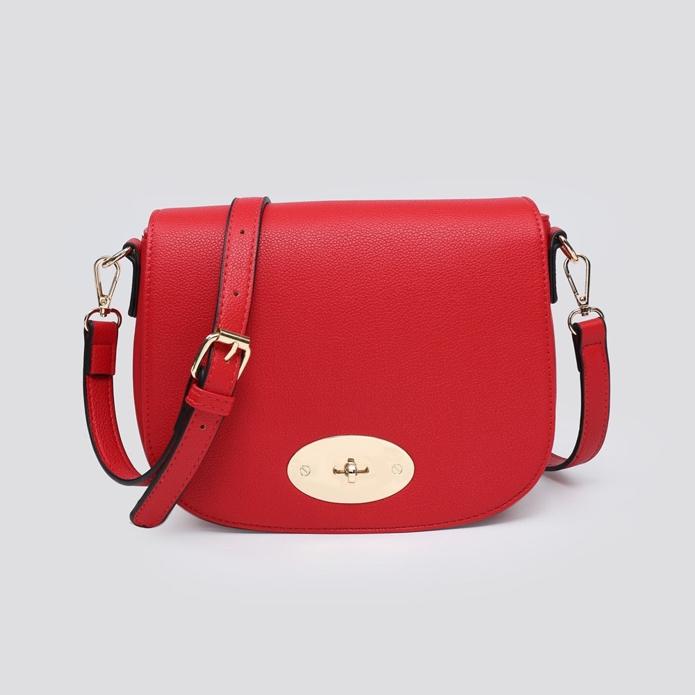 LADIES WOMENS INSPIRED RED SADDLE CROSSBODY SHOULDER BAG