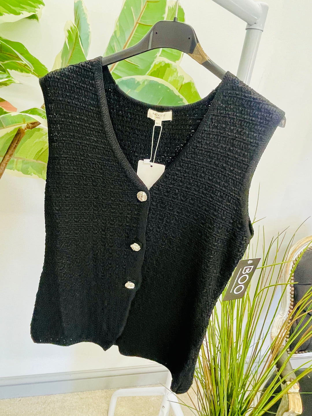 LADIES KNITTED FASHION WAISTCOAT - BLACK, NAVY & WINE BURGUNDY