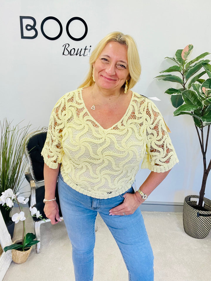 LADIES WOMENS CROCHET TOP - PINK, WHITE, BLACK, MINT, BLUE, YELLOW & MINT