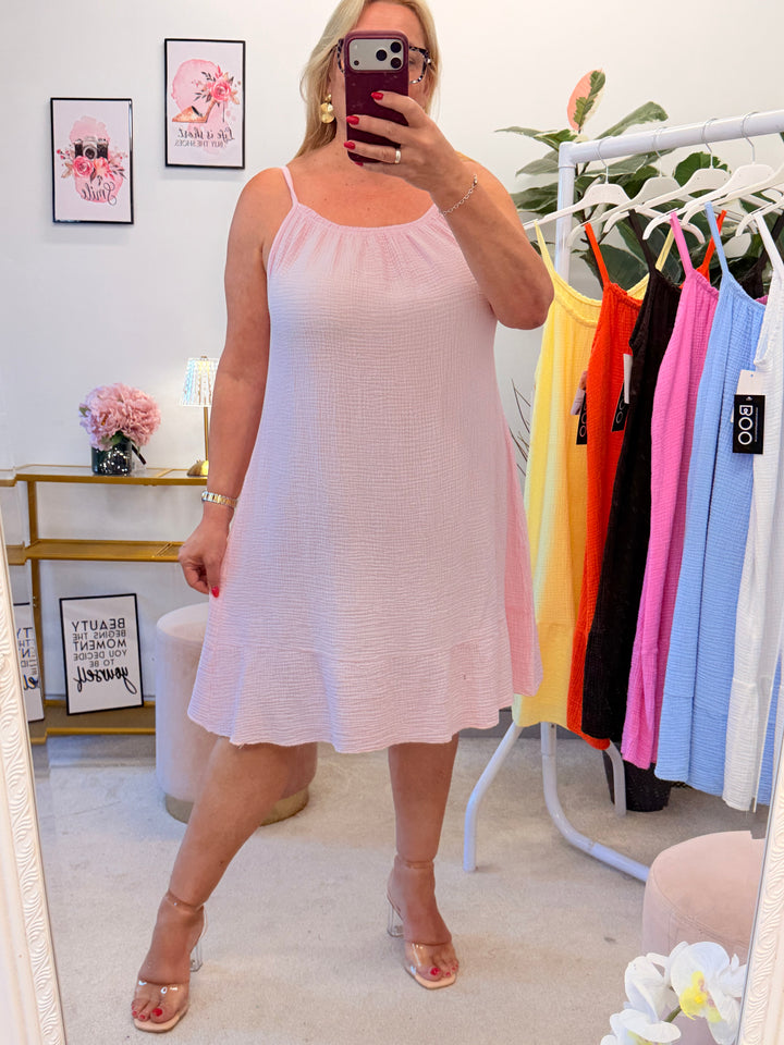 Ladies Cheesecloth Sun Dress - Brown, Pink, White, Lemon, Blue, Orange
