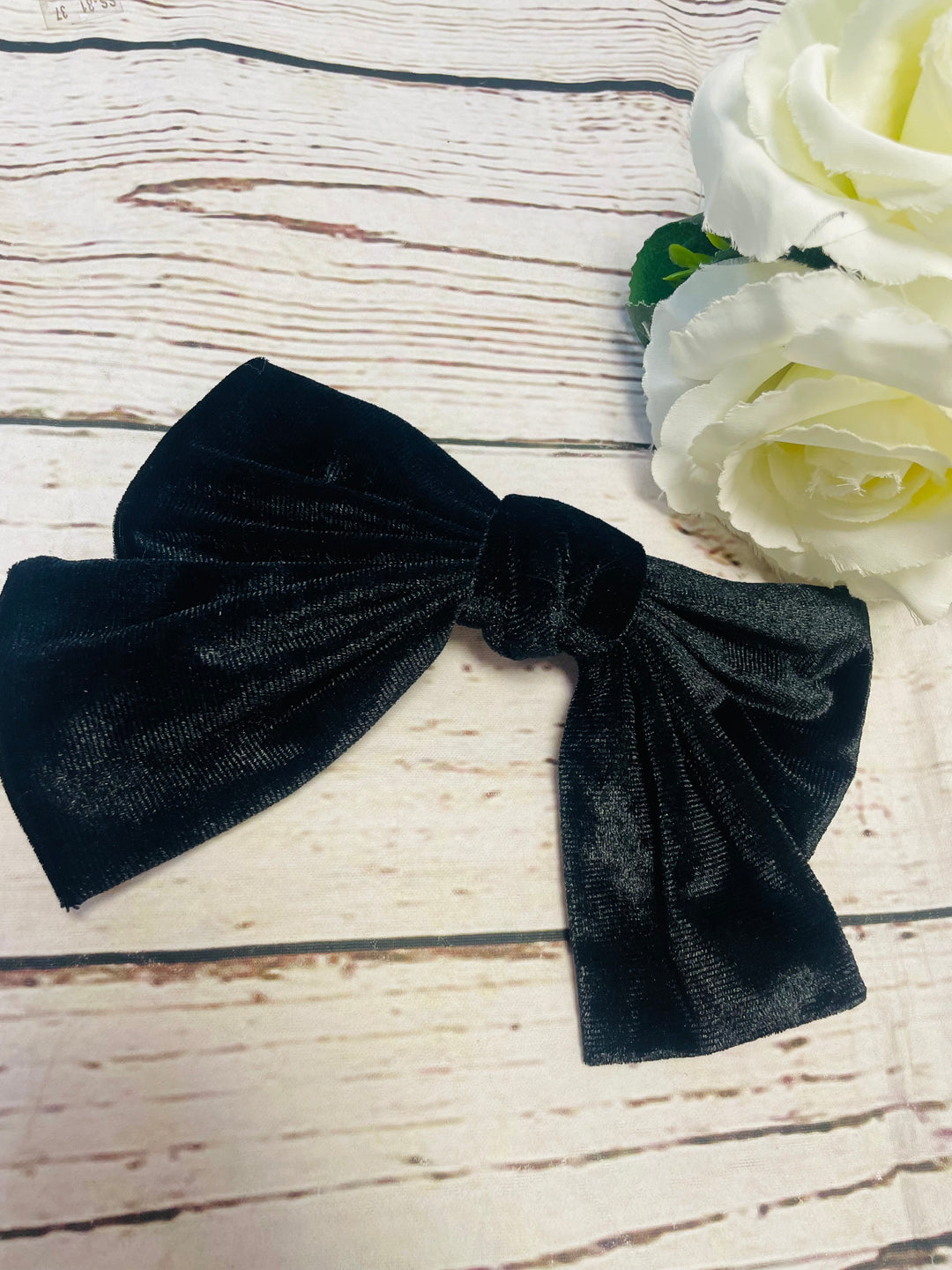 LADIES VELVET HAIR BOWS - BLACK & BERRY BURGUNDY