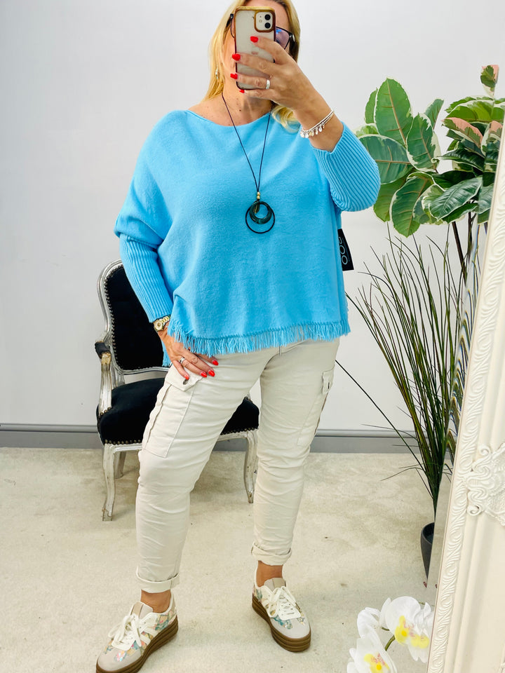 LADIES SOFT KNIT LOOSE FIT JUMPER - 11 COLOURS TURQUOISE