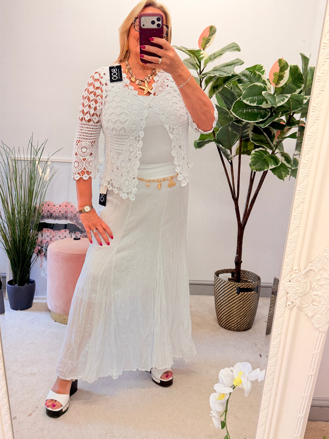 Ladies Fashion Crochet Bolero Cardigan - White, Peach, Blue, Pink, Lemon