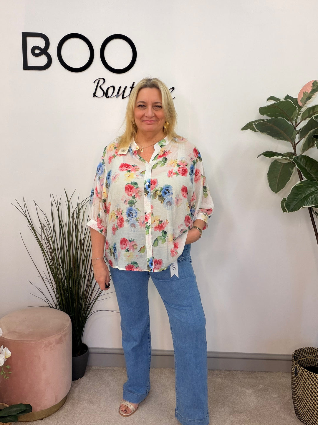 Ladies Fashion Pretty Floral Print Blouse Top