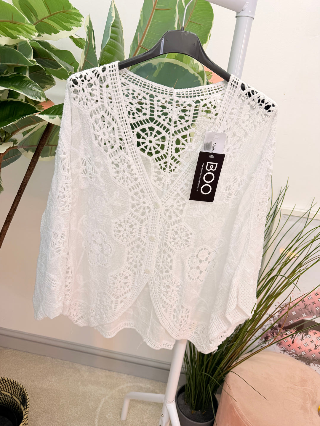 Ladies Fashion Crochet Bolero Top - white, beige, pink, lemon & turquoise