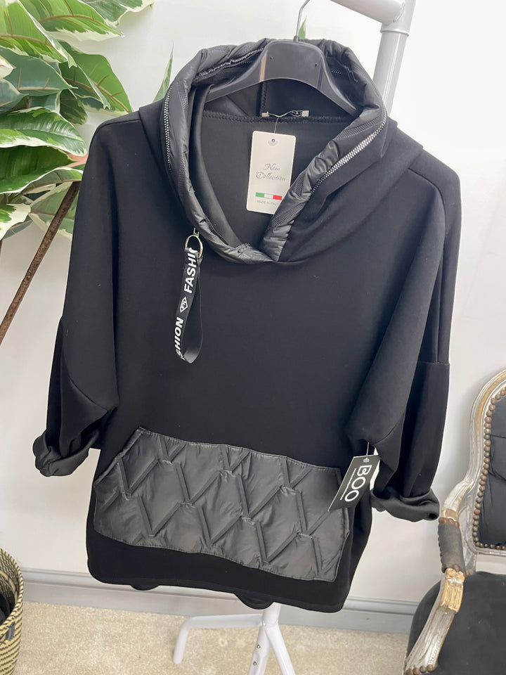 LADIES SCUBA HOODIE TOP - BLACK, NAVY, BURGUNDY, KHAKI