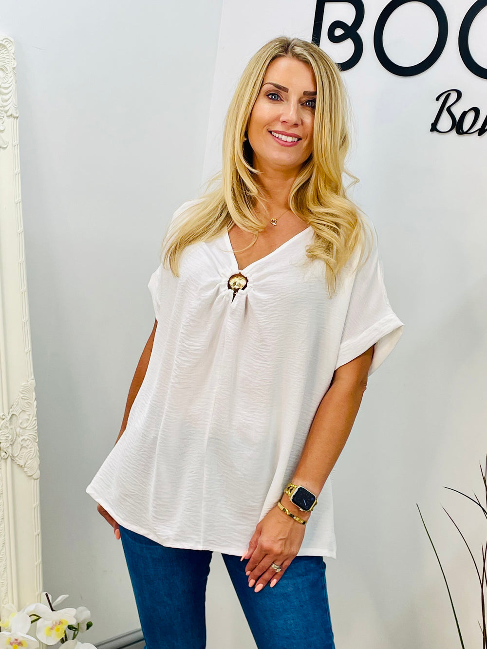 LADIES LOOSE FIT SUMMER TOP - BLACK, WHITE, BROWN, BURGUNDY, BEIGE, NAVY