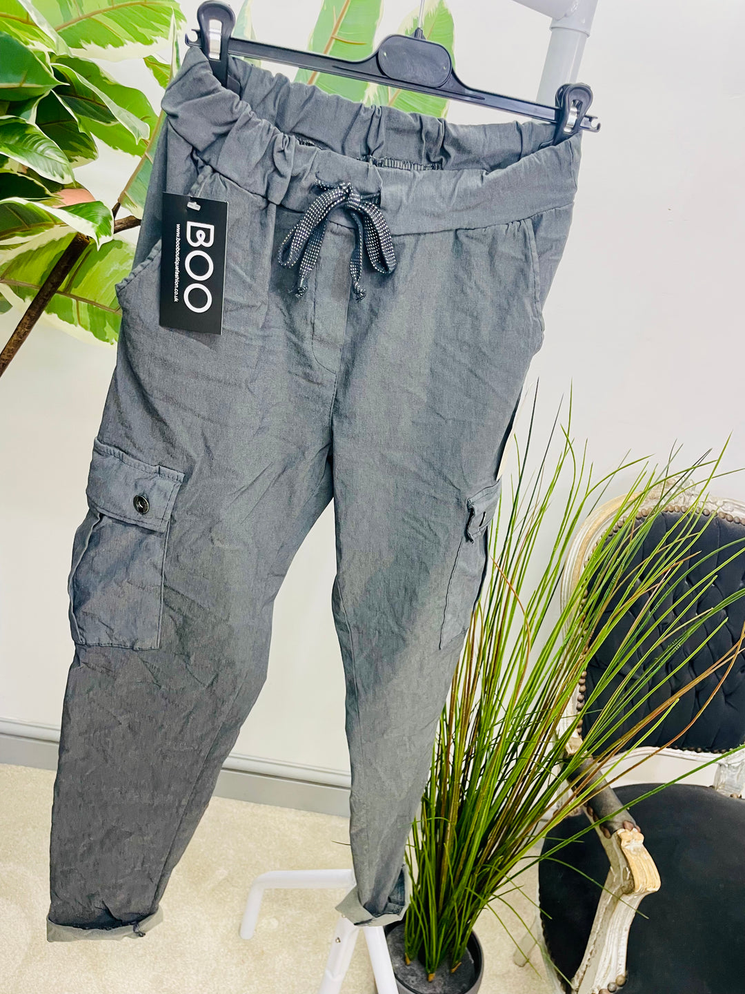 LADIES STRETCH CARGO MAGIC TROUSERS - NAVY, BLACK, BEIGE & GREY