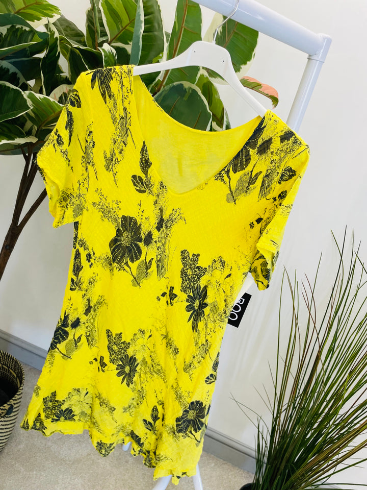 LADIES STRETCH COTTON SUMMER DAY DRESS - WHITE, YELLOW, TURQUOISE