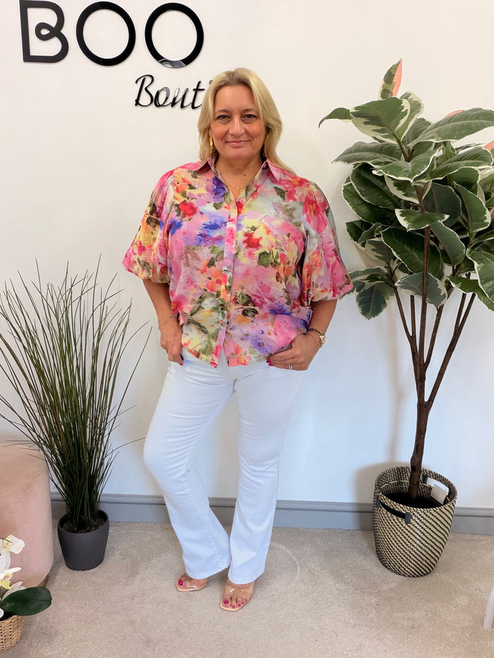 Ladies Fashion Colourful Tie Dye Blouse Shirt