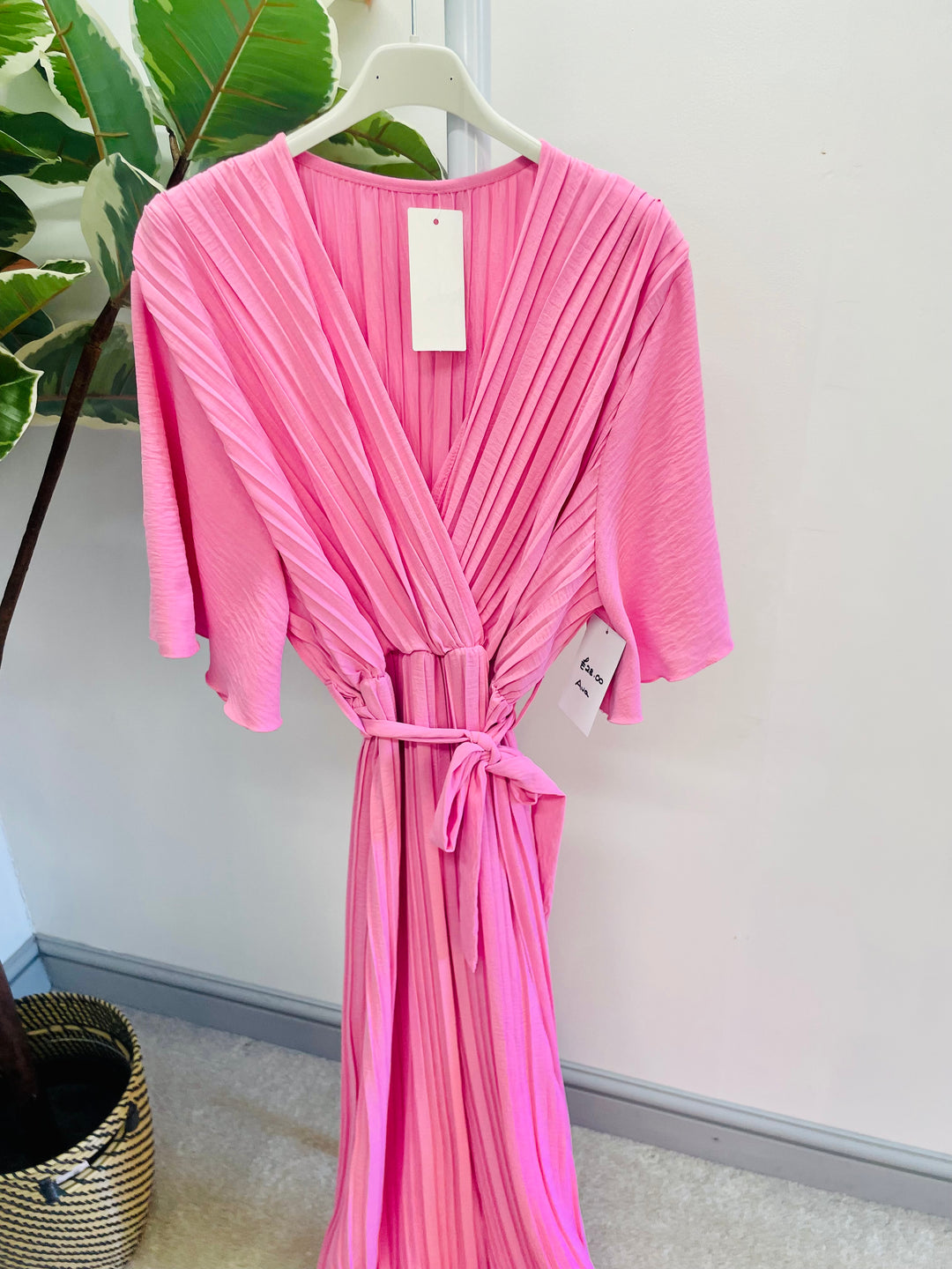LADIES WOMENS BRIGHT PINK FLATTERING PLEATED JUMPSUIT