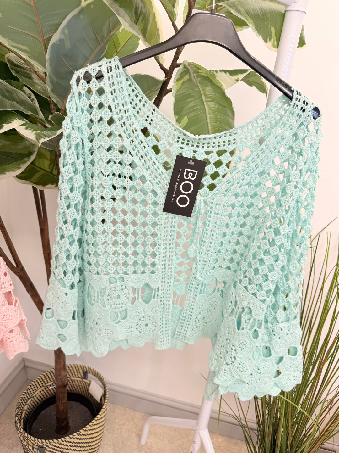 Ladies Fashion Crochet Bolero Cardigan mint