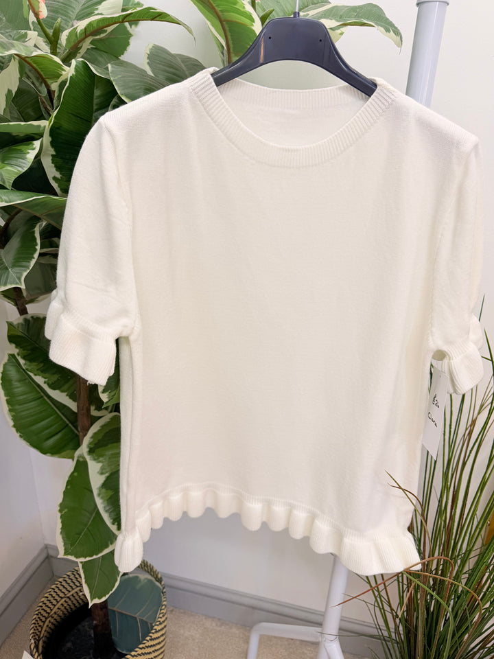 Ladies Fashion Short Sleeve Jumper - Black, Lime, White, Brown & Camel