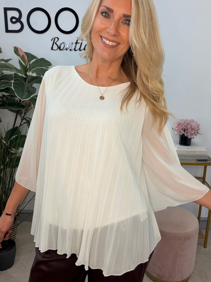 The LAUREN sparkly chiffon pleated top - 3 colours