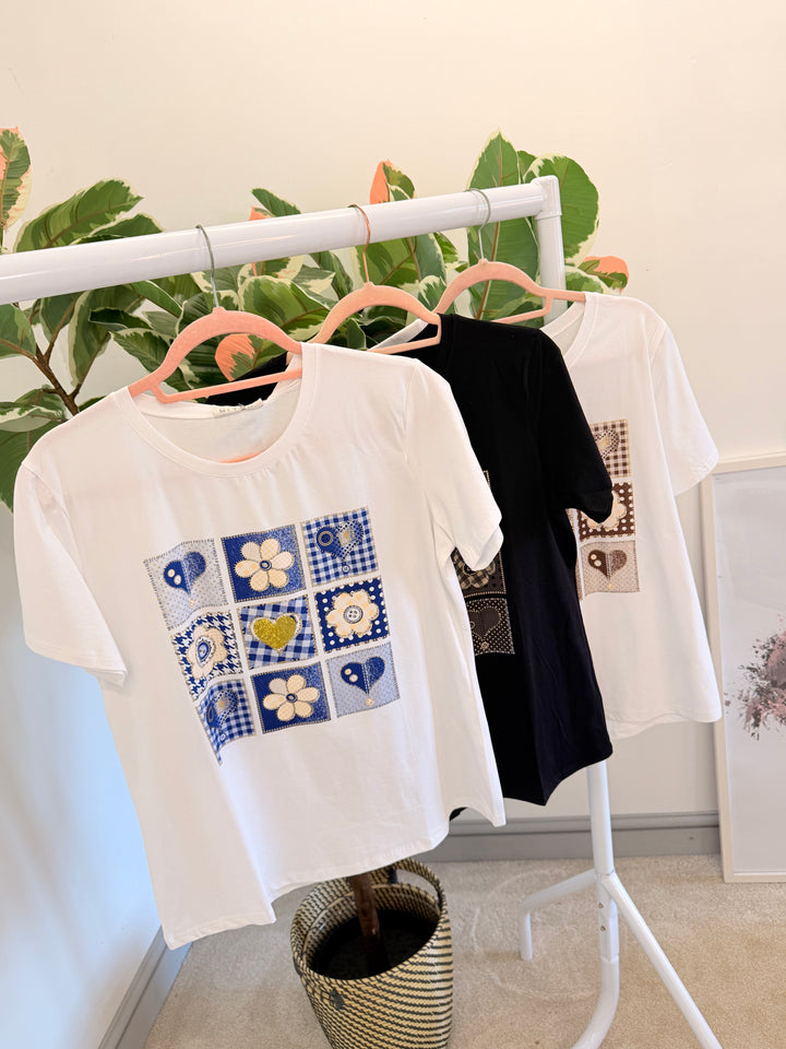 Ladies Fashion Summer T Tee Shirt - black & white