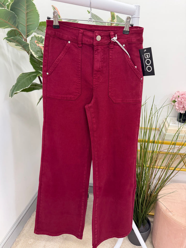 The CORA wine wide leg jeans