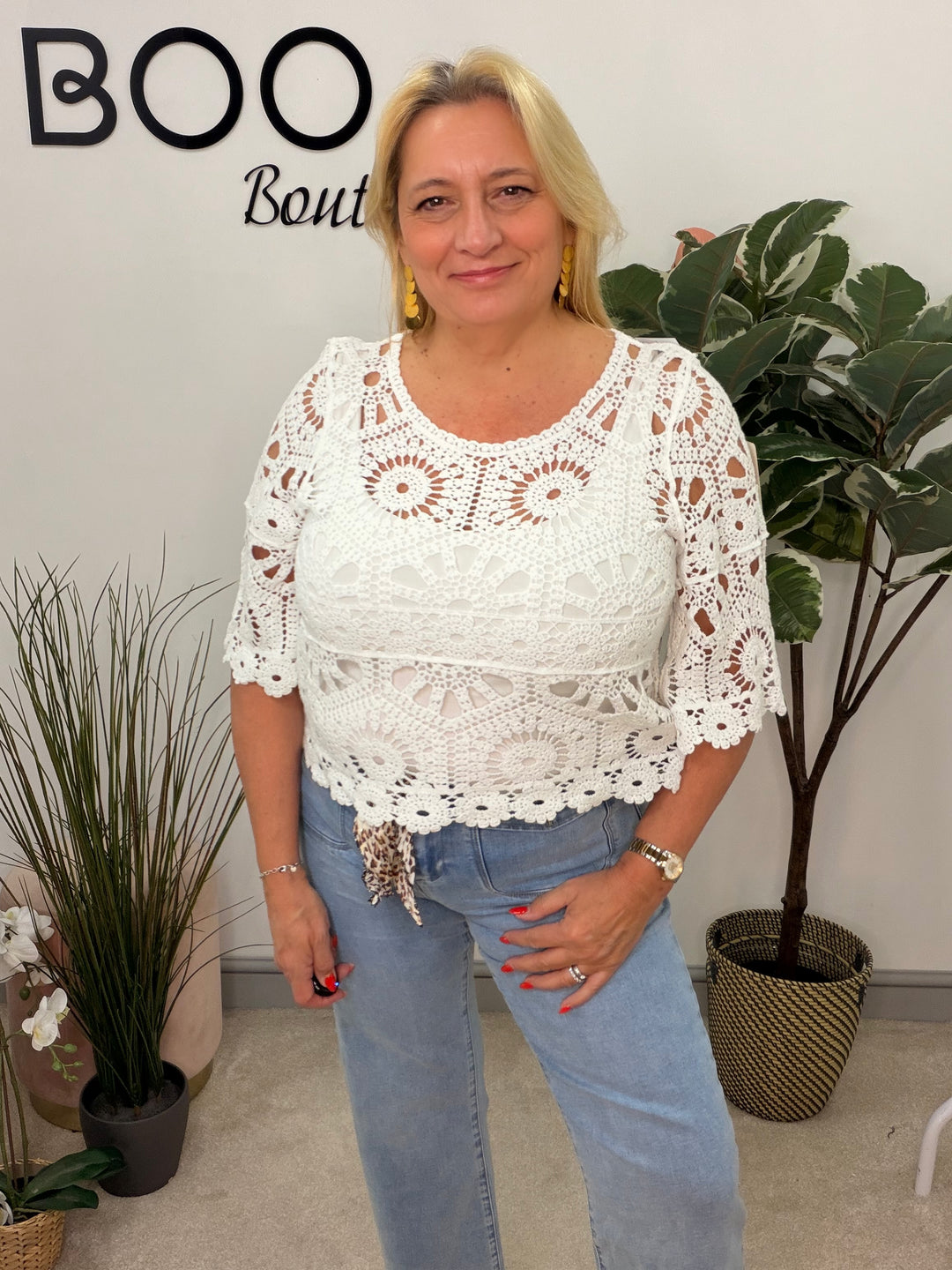 Ladies Pretty Crochet Summer Top white