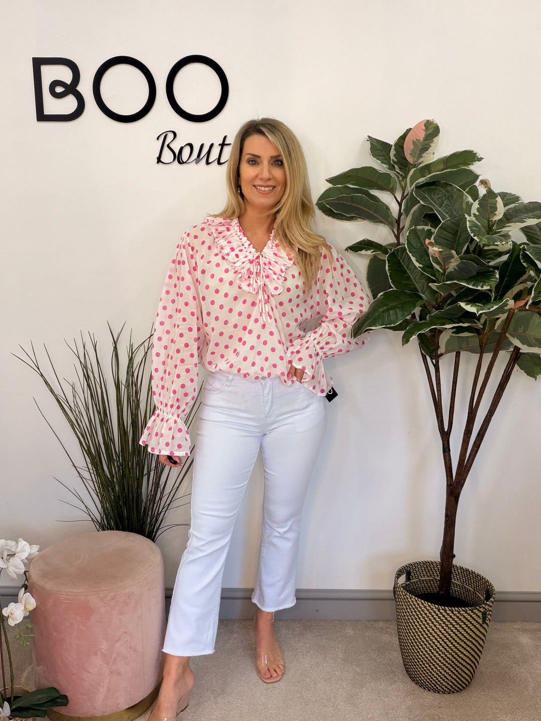 Ladies Fashion White Ankle Grazer Jeans