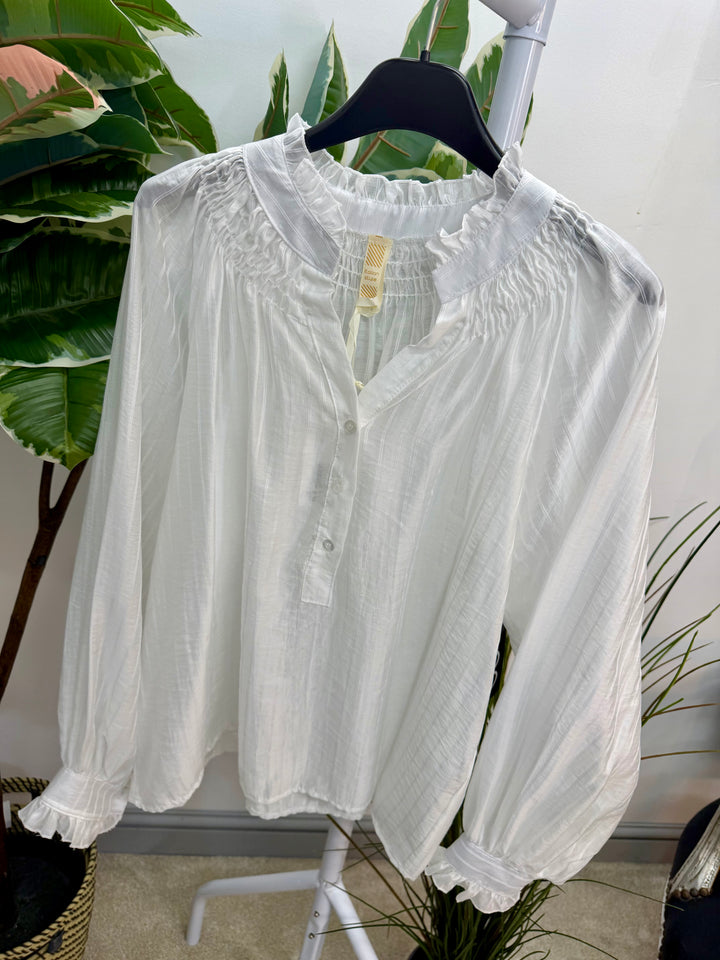 Ladies Fashion Stripe Shirt Blouse - Pink, Blue, Beige, White, yellow