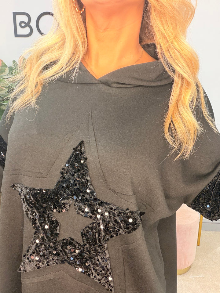 The JUDY scuba sequin hoodie top - 4 colours