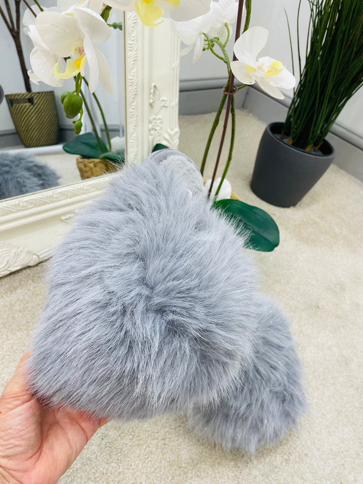 LADIES FAUX FUR SLIDER SLIPPERS