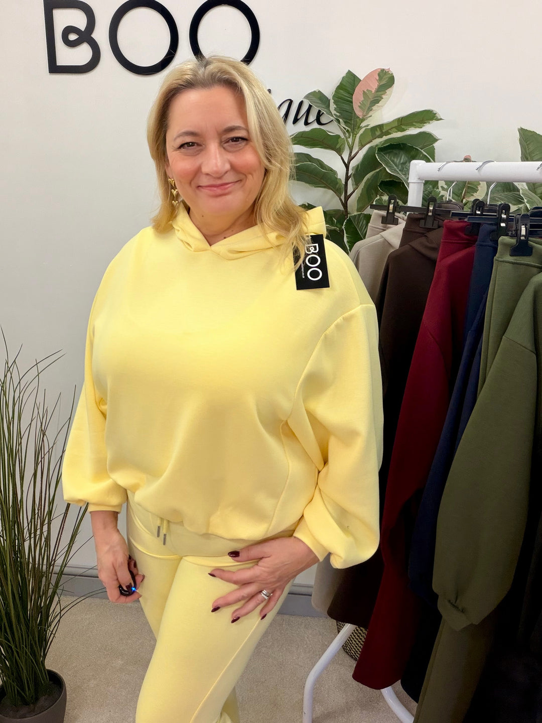 Ladies Fashion Flared Leg Tracksuit Co ord set lemon