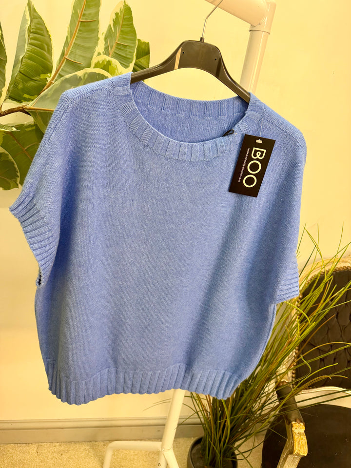 LADIES KNITTED TANK TOP JUMPER - ORANGE, PINK, YELLOW, CREAM, GREEN, KHAKI, BEIGE