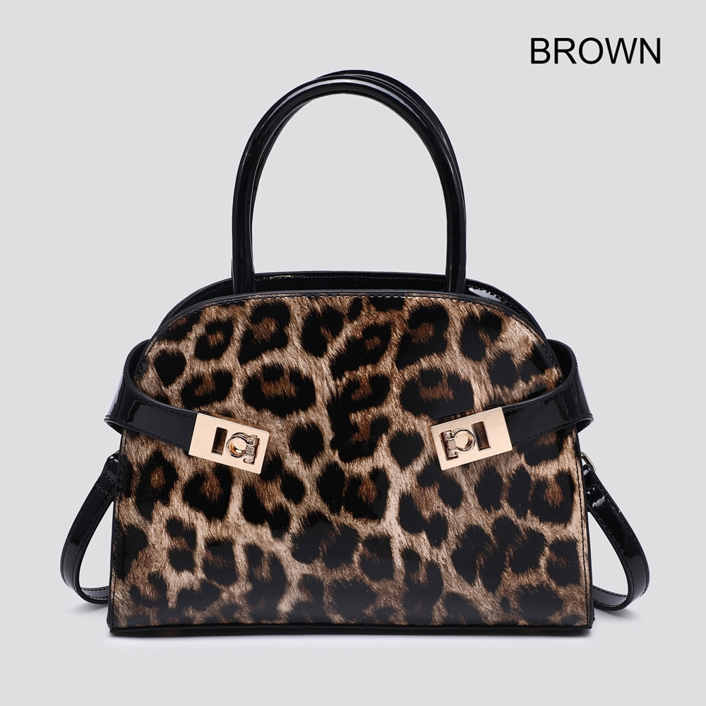PATENT LEOPARD PRINT HANDBAG ( 25461 ) - 2 colours