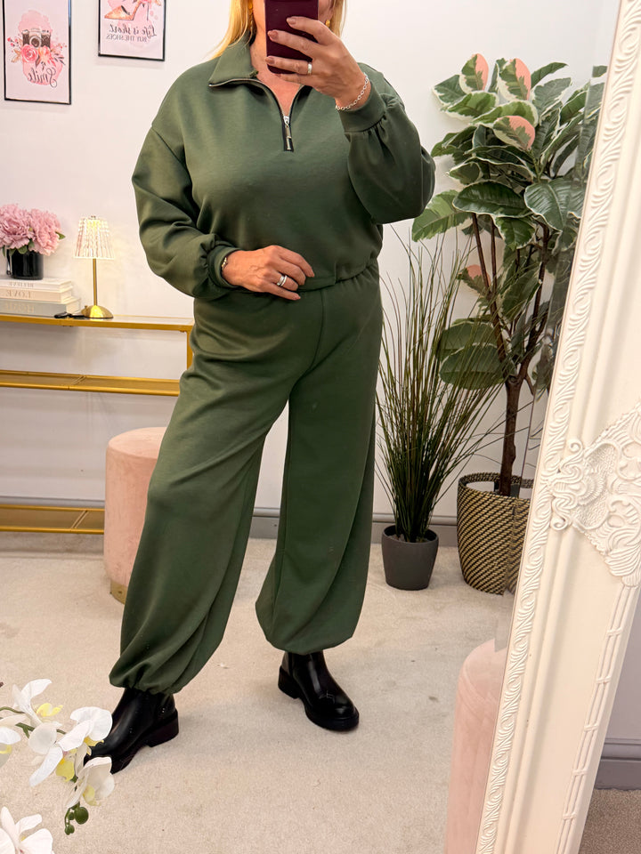 Ladies Fashion Jogger Trouser Co Ord Set - Khaki, Beige, Brown & Black