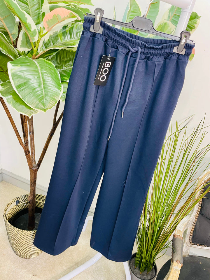 LADIES STRAIGHT LEG JOGGY STYLE TROUSERS - BLACK, NAVY, MOCHA & BEIGE