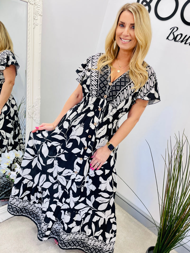 LADIES WOMENS SUMMER HOLIDAY MAXI DRESS - BLACK, PINK & BLUE