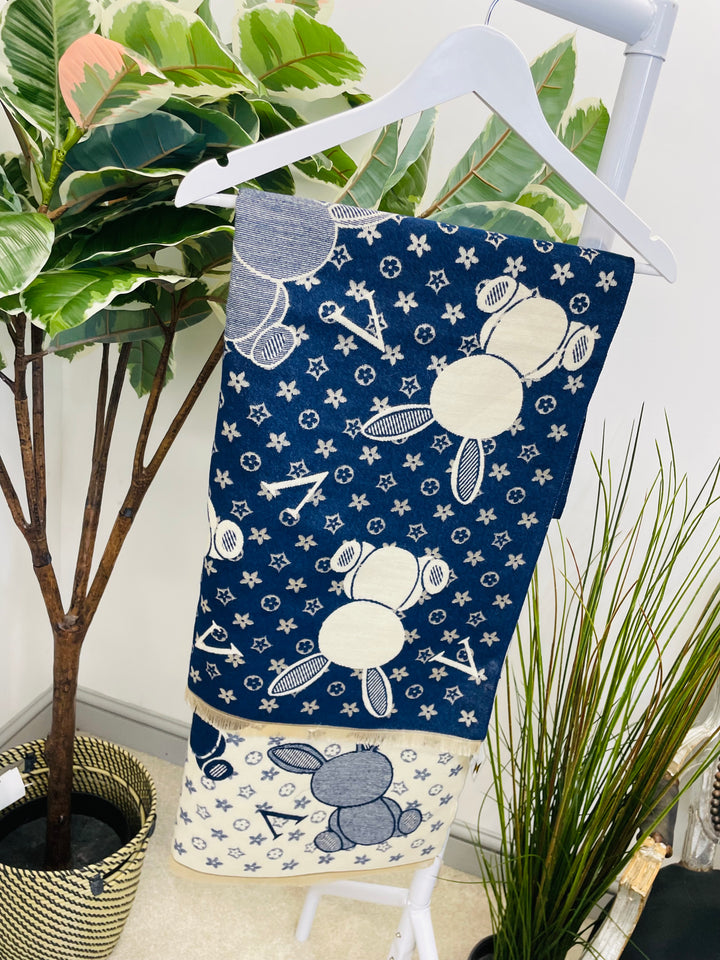 LADIES DESIGNER INSPIRED SCARF - NAVY, BROWN, BLACK, PINK, CAMEL, GREY