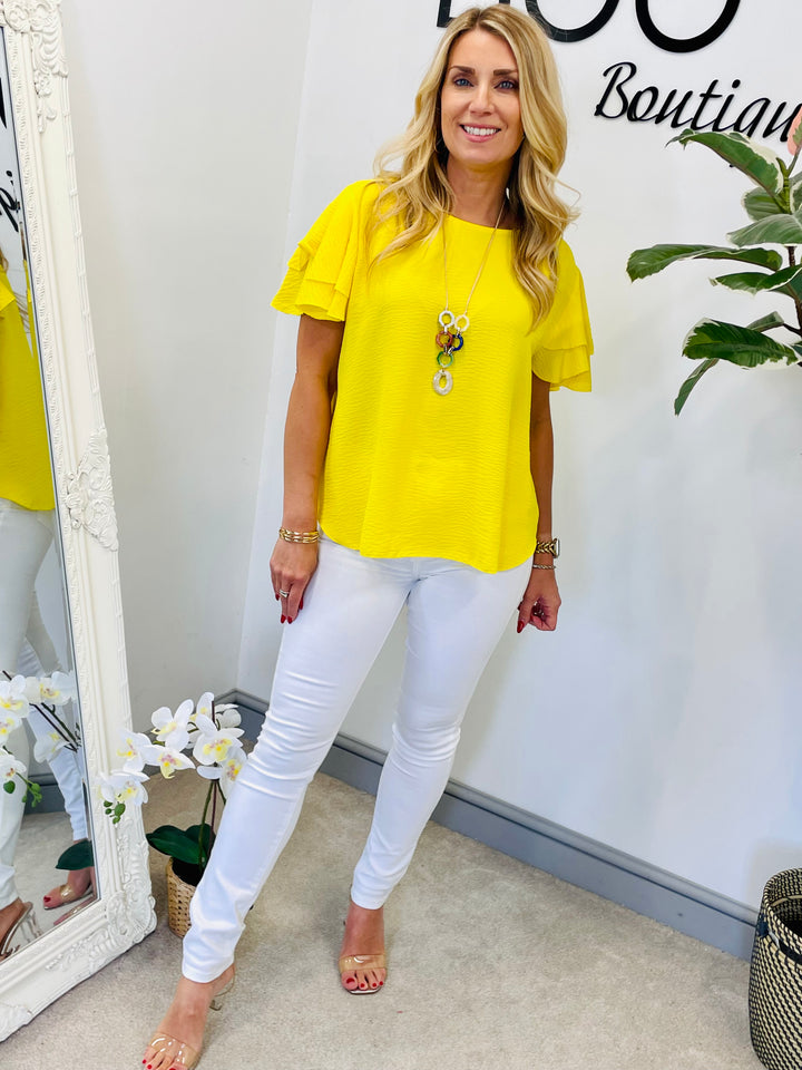 LADIES FRILL SHORT SLEEVE SUMMER TOP