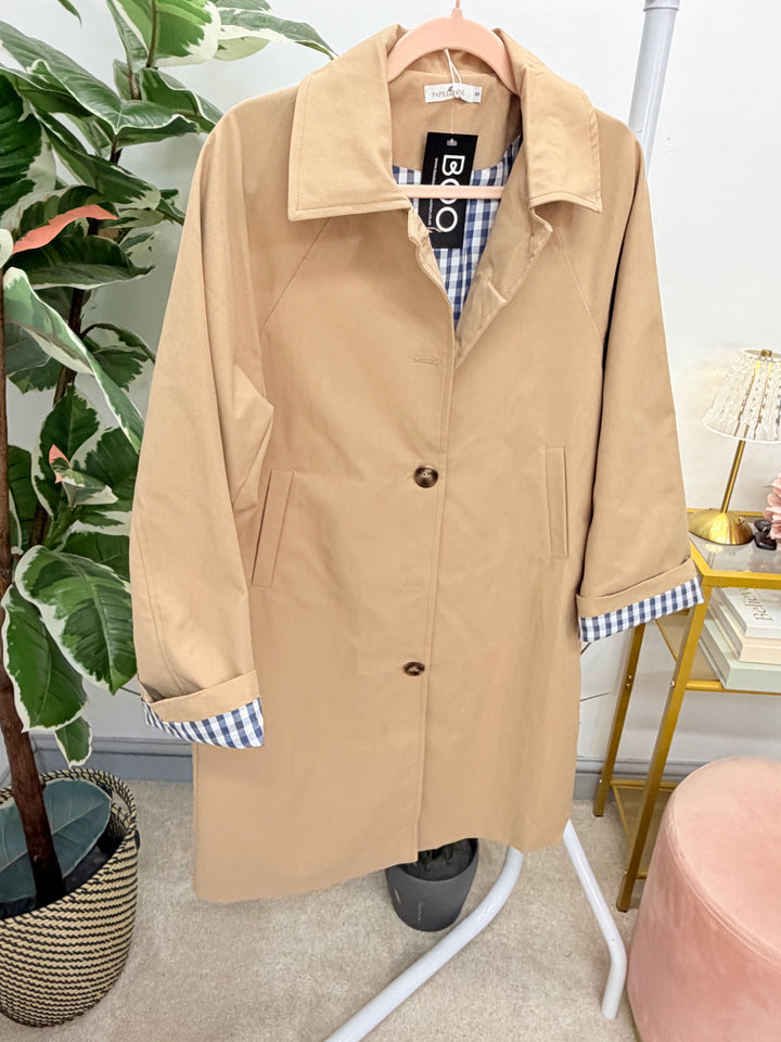 Ladies Fashion Camel Raincoat Mac