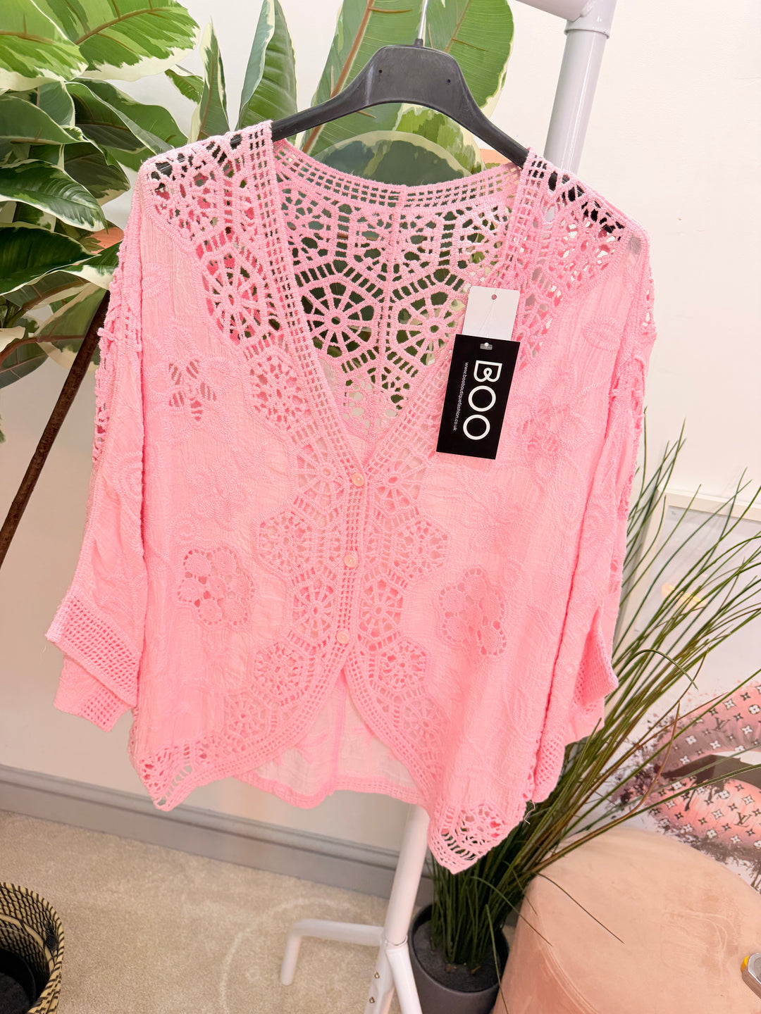 Ladies Fashion Crochet Bolero Top - white, beige, pink, lemon & turquoise