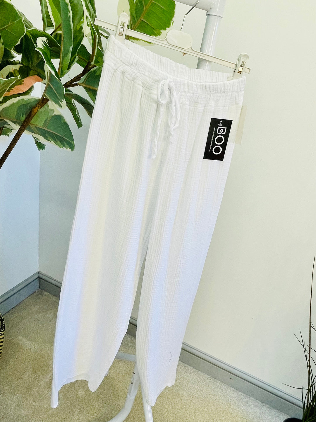 LADIES SUMMER CHEESECLOTH WIDE LEG PALAZZO TROUSERS