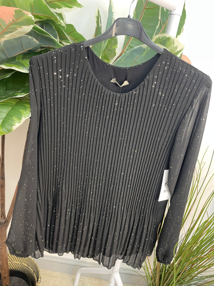 LADIES CHIFFON PLEATED TOP - BLACK, BROWN, WHITE, RED, WINE