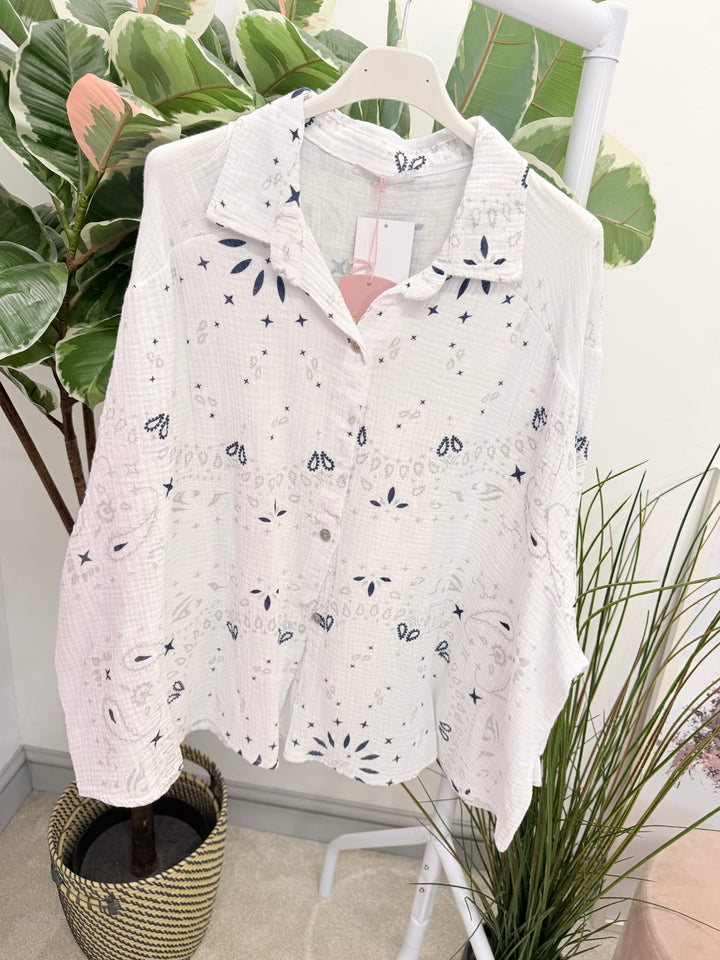 Ladies Cheesecloth Oversize Shirt - Pink, White, Blue