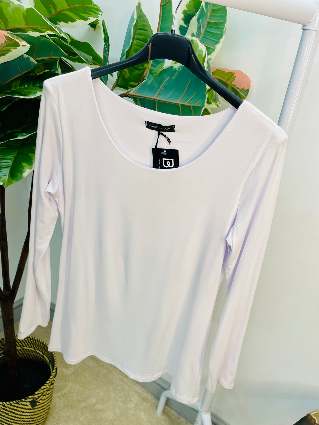 LADIES LONG SLEEVE BASIC TOP - WHITE, BLACK, NAVY, KHAKI, BROWN, GREY, BEIGE