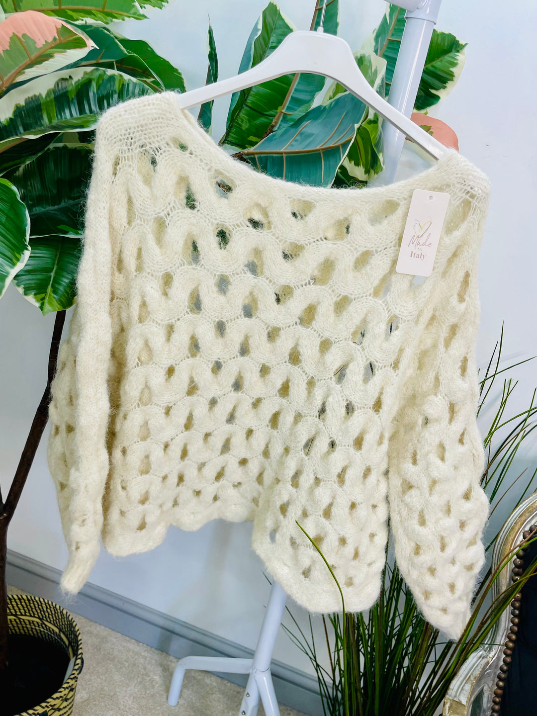 LADIES HOLEY BOX STYLE JUMPER - BLUE, BEIGE, CREAM, PINK & GREY