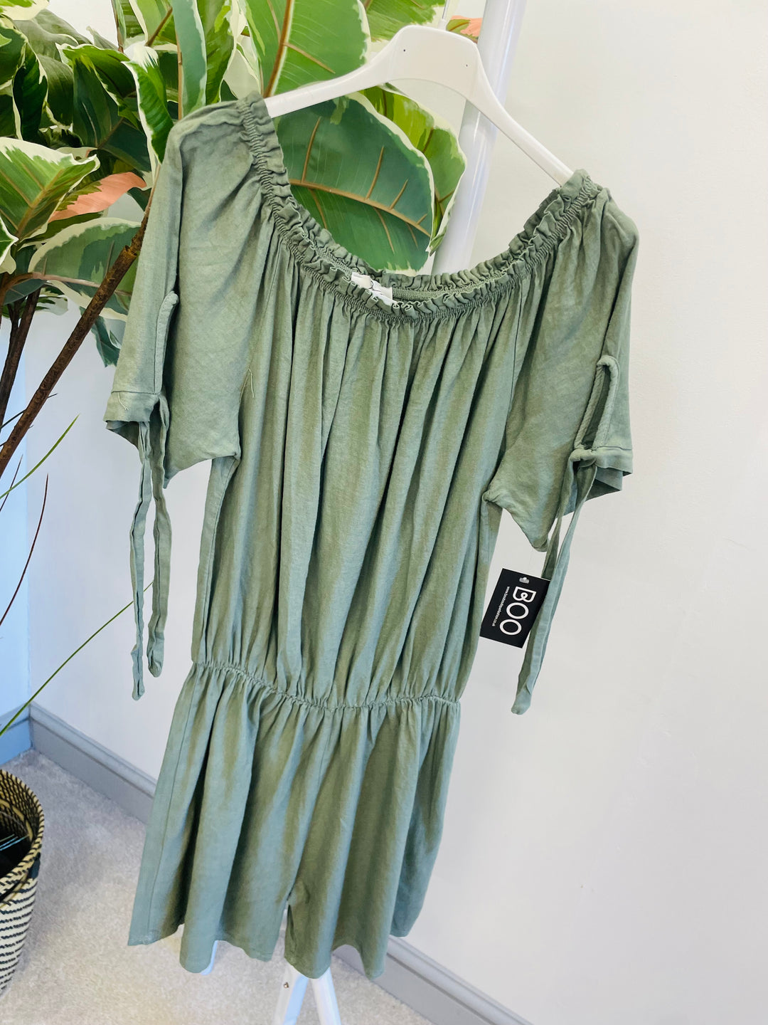 LADIES WOMENS BARDOT SUMMER PLAYSUIT - BLACK, PINK, BROWN, WHITE & KHAKI
