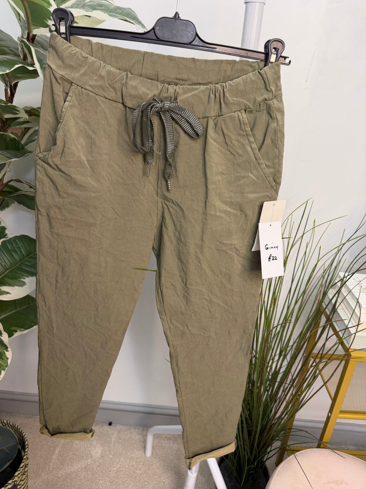 Women’s Stretch Crinkle Magic Trousers khaki